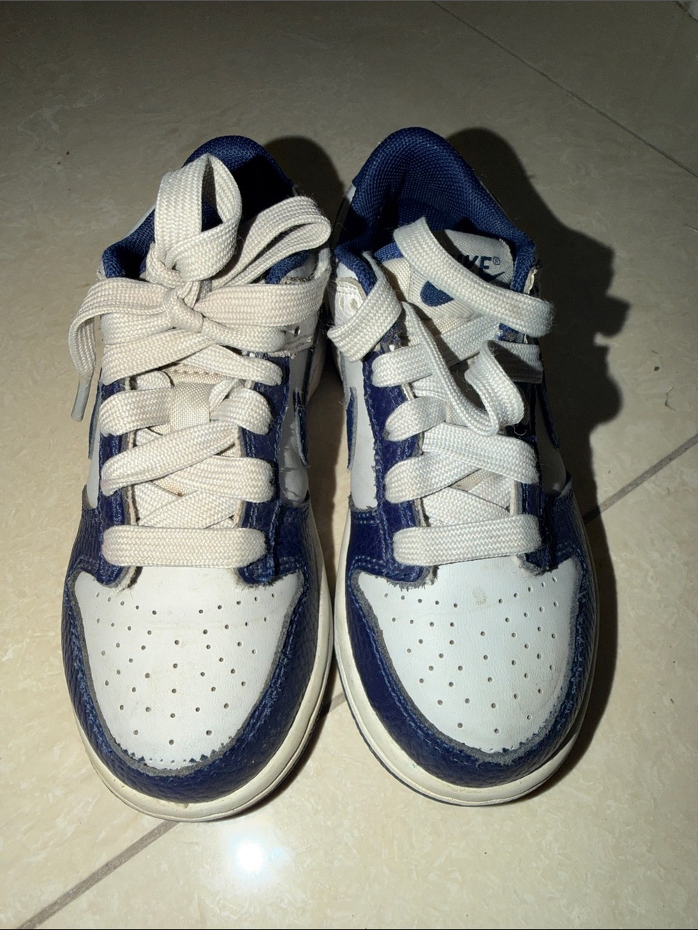 Nike Kids White and Navy Casual Low-Top Sneakers